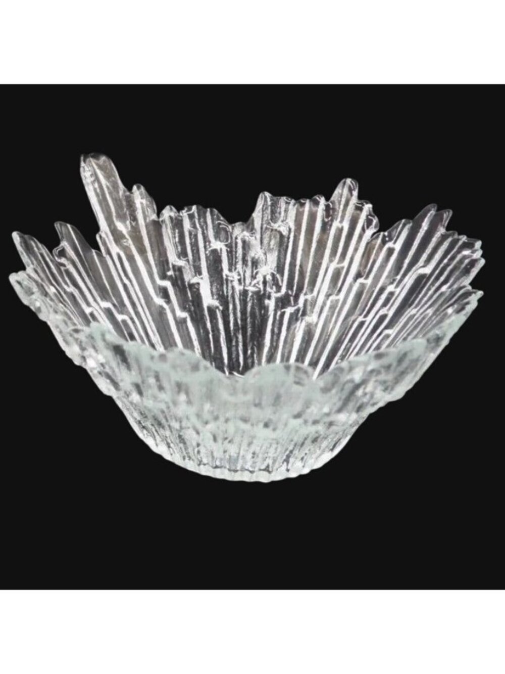 1960s Humppila Lasi Northern Lights Revontulet Glass Ice Bowl Finland